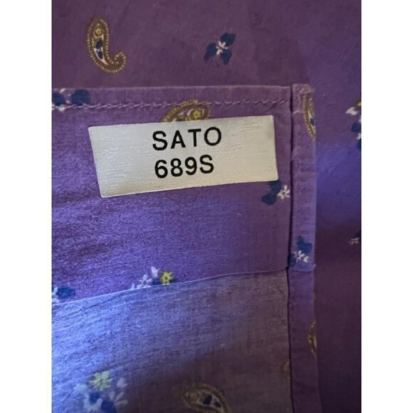 Jared Lang Mens Purple Paisley Button Up Shirt Medium Flip Contrast Collar Cuffs - Picture 9 of 9